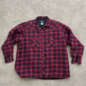 Vintage Wrangler Flannel Pearl Snap Western Chore Jacket men's XXL